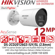 Hikvision DS-2CD20126G3-IUY/SL(2.8mm) 12MP UHD Acusense Strobe Light and Audible Warning IP Camera With 2.8mm Fixed Lens, DarkFighter, WDR Technology, Water and Dust Resistant IP67 - Anti-Corrosion Design 