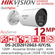 Hikvision 12MP Acusense Strobe Light and Audible Warning PoE Camera-DS-2CD20126G3-IUY/SL(4mm)