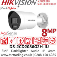Hikvision 8MP Darkfighter Mini Bullet PoE Camera - DS-2CD2086G2H-IU (4mm)