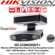 Hikvision Face recognition Camera 2MP DeepinView Dual-Lens, IR range up to 10 m, 120dB WDR, H.265+, H.265 - iDS-2CD8426G0/F-I - 1st