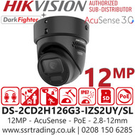 Hikvision 12MP Strobe Light and Audible Warning IP Camera - DS-2CD2H126G3-IZS2UY/SL/Black (2.8-12mm)