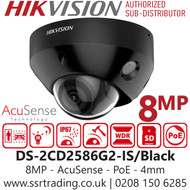 Hikvision 8MP AcuSense Audio Dome IP Camera - DS-2CD2586G2-IS/Black (4mm)