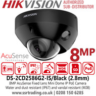 Hikvision 4K AcuSense Audio Dome IP PoE Camera with Built in Microphone - DS-2CD2586G2-IS/Black (2.8mm)