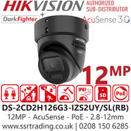 Hikvision 12MP Acusense Strobe Light IP Camera - DS-2CD2H126G3-IZS2UY/SL(RB)/Black (2.8-12mm)