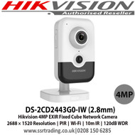 Hikvision DS-2CD2443G0-IW 4MP 2.8mm Fixed Lens EXIR 10m IR PIR H.265+. H.265 PoE Wi-Fi 120dB WDR Cube Network Camera -  DS-2CD2443G0-IW (2.8mm)