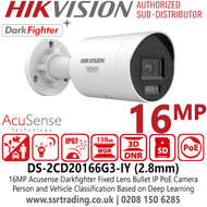 Hikvision UHD 16MP Acusense Bullet IP Network Camera, Anti-corrosion design, providing reliability and longevity compared to standard (NEMA 4X) - DS-2CD20166G3-IY (2.8mm)