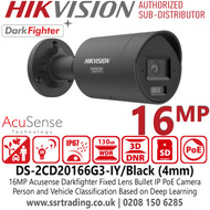 Hikvision DS-2CD20166G3-IY/Black (4mm) 16MP Acusense Darkfighter 4mm Fixed Lens Bullet IP PoE Camera