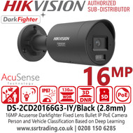 DS-2CD20166G3-IY/Black (2.8mm) Hikvision 16MP Acusense Powered by Darkfighter Fixed Lens Bullet Network IP Camera Color in Black