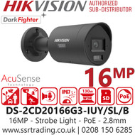 Hikvision 16MP Strobe Light & Audible Warning IP Camera - DS-2CD20166G3-IUY/SL/Black (2.8mm)