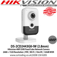 4MP Camera 2.8mm Fixed Lens EXIR 10m IR PIR H.265+. H.265 PoE Wi-Fi 120dB WDR Hikvision Cube Network Camera -  DS-2CD2443G0-IW (2.8mm) - 2nd