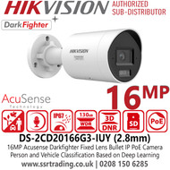 Hikvision DS-2CD20166G3-IUY (2.8mm) 16MP Acusense Powered by Darkfighter Fixed Lens Bullet PoE Network Camera
