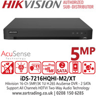 Hikvision iDS-7216HQHI-M2/XT 16Ch 5MP/3K 1U H.265 AcuSense 16Ch DVR with 2 SATA Interface