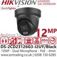 Hikvision 12MP Dual Microphone IP Turret Camera - DS-2CD23126G3-I2UY/Black (4mm)