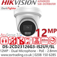 Hikvision 12MP Strobe Light & Audible Warning IP Camera - DS-2CD23126G3-IS2UY/SL (2.8mm)
