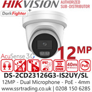 Hikvision 12MP Strobe Light & Audible Warning IP Camera - DS-2CD23126G3-IS2UY/SL (4mm)