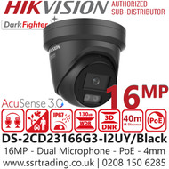 Hikvision 16MP Acusense Turret PoE Camera - DS-2CD23166G3-I2UY/Black (4mm)