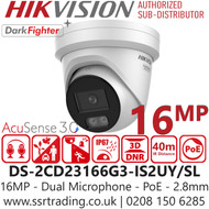 Hikvision 16MP Acusense Turret IP Camera - DS-2CD23166G3-IS2UY/SL (2.8mm)