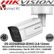 8MP Hikvision Bullet Network Camera 2.8 to 12 mm motor-driven lens 50 IR IP67 IK10 120db WDR Alarm I/O, Built-in microSD/SDHC/SDXC card slot, up to 256GB - DS-2CD5A85G0-IZ(H)S - 3rd
