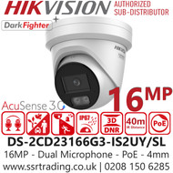 Hikvision 16MP Acusense Turret PoE Camera - DS-2CD23166G3-IS2UY/SL (4mm)