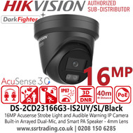 Hikvision 16MP IP Network Turret CCTV Camera with 4mm lens, Wide Dynamic Range (WDR) for Clear Imaging,  IP67 Weatherproof Housing for Outdoor Security, NDAA and GDPR Compliant Professional Surveillance Solution - DS‑2CD23166G3‑IS2UY/SL/Black (4mm)