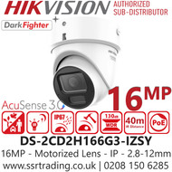 Hikvision 16MP Motorized Varifocal Turret IP Camera - DS-2CD2H166G3-IZSY (2.8-12mm)