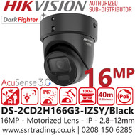 Hikvision 16MP Motorized Varifocal Turret IP Camera - DS-2CD2H166G3-IZSY/Black (2.8-12mm)