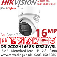 Hikvision 16MP Acusense Turret Network Camera - DS-2CD2H166G3-IZS2UY/SL (2.8-12mm)