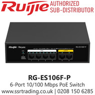 Ruijie 6-Port 10/100 Mbps Unmanaged PoE Switch - RG-ES106F-P