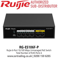 Ruijie RG-ES106F-P 6-Port 10/100 Mbps Unmanaged PoE Switch 