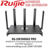 Ruijie RG-EW3000GX PRO AX3000 Dual-Band Gigabit Wi-Fi 6 Gaming Router. Next-Gen Gigabit Wi-Fi 6 Speed 