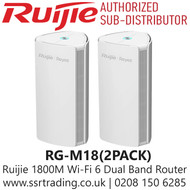 Ruijie 1800M Wi-Fi 6 Dual-band Gigabit Mesh Router - RG-M18(2PACK)