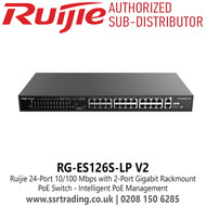 Ruijie RG-ES126S-LP V2 24 Port 10/100 Mbps with 2-Port Gigabit Rackmount PoE Switch 