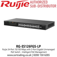 Ruijie RG-ES126FGS-LP 24 Port 10/100 Mbps with 2-Port Gigabit Unmanaged PoE Switch 