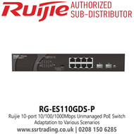 Ruijie RG-ES110GDS-P 10 port 10/100/1000Mbps Unmanaged PoE Switch for Home Office, Retails, Cafe, Villa etc.