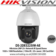 Hikvision - 2MP 25× Network IR Speed Dome, Up to 150 m IR distance, 25× optical zoom, 16× digital zoom, WDR, HLC, BLC, 3D DNR, Defog, EIS, Regional Exposure, Regional Focus - DS-2DE5225IW-AE