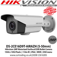 Hikvision Camera 2MP 5-50mm motorized varifocal lens 110m IR distance IP66 WDR Bullet Camera - DS-2CE16D9T-AIRAZH - 3rd