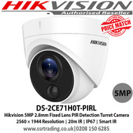 Hikvision Camera 5MP 2.8mm fixed lens 20m IR IP67 Smart IR EXIR PIR Turret Camera - DS-2CE71H0T-PIRL - 3rd