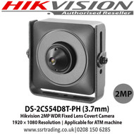 Hikvision - 2MP WDR Covert Camera with 3.7 mm fixed focal lens, Ultra-low light, 120 dB true WDR, 3D DNR, Switchable TVI/CVBS, Applicable for ATM machine - DS-2CS54D8T-PH