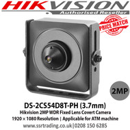 Hikvision DS-2CS54D8T-PH 2MP WDR Covert Camera with 3.7 mm fixed focal lens, Ultra-low light, 120 dB true WDR, 3D DNR, Switchable TVI/CVBS, Applicable for ATM machine 