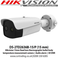 Hikvision - 15mm fixed lens thermographic bullet body temperature measurement camera - DS-2TD2636B-15/P