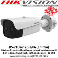 Hikvision DS-2TD2617B-3/PA 3.1mm fixed lens thermal network bullet camera with built in Bi-spectrum