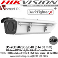 Hikvision - 2MP DarkfighterX 2 MP Outdoor Smart Camera with 5 to 50 mm Lens, Up to 100 m IR range, Full-Color Image Output, 1 RS485, 2 Alarm Inputs/Outputs, 1 Audio Input/Output - DS-2CD5028G0/E-HI