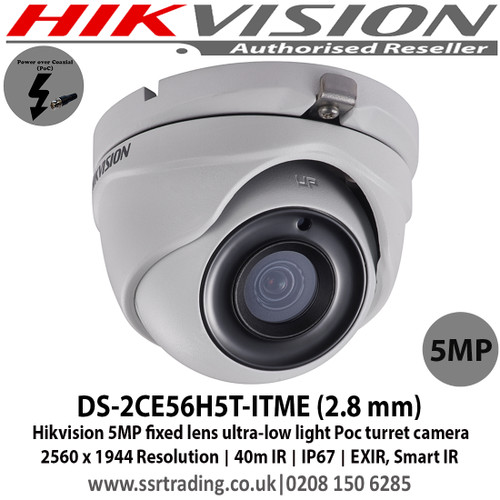 ikvision - 5MP Ultra-Low Light PoC Turret Camera with 2.8mm fixed lens