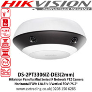 Hikvision PanoVu Mini Series IR Network PTZ Camera with Up to 10 m IR radius, Up to 3-ch 1920 × 1080@30fps resolution - DS-2PT3306IZ-DE3(2mm)