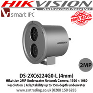 Hikvision DS-2XC6224G0-L 2MP Underwater Network Camera with 4mm fixed lens, IP68, Three streams, 120dB WDR, 4 behavior analyses, Smart encoding: low bit rate, low latency, Adaptability : up to 15 m depth underwater 