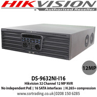 Hikvision DS-9632NI-I16 32 Channel 12 MP NVR with Up to 16 SATA interfaces and 1 eSATA interface for HDD connection 