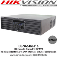 Hikvision - 64 Channel 12 MP NVR with Up to 16 SATA interfaces and 1 eSATA interface for HDD connection - DS-9664NI-I16