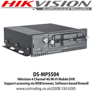 Hikvision - 4 Channel 4G Wi-Fi Mobile DVR with Pluggable 3G/4G module and Wi-Fi module, Support accessing via WEB browser, Connectable to PTZ camera and PTZ control is supported - DS-MP5504