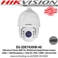 Hikvision DS-2DE7430IW-AE 4MP E Series 30× IR Network Speed Dome Camera with 30× Optical Zoom, 16× Digital Zoom, Defog, EIS, 3D DNR, BLC, HLC, Digital WDR, IR distance up to 150 m, Support H.265+/H.265 video compression  