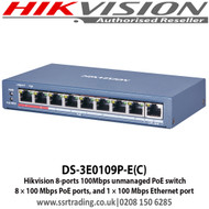 Hikvision 8-ports 100Mbps unmanaged PoE switch (DS-3E0109P-E(C))